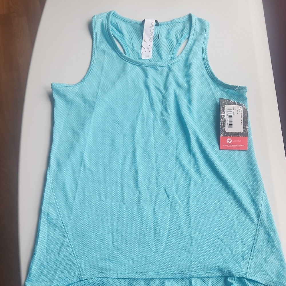 OISELLE Blue Tank Top Scoop Neck Athletic Wear